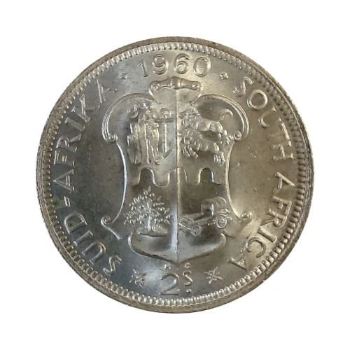 Union of South Africa – 1960 2 Shillings – Elizabeth II (1st Portrait) (KM#50) - Image 2