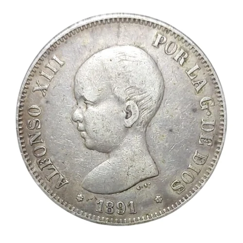 5 Pesetas - Alfonso XIII 1st portrait