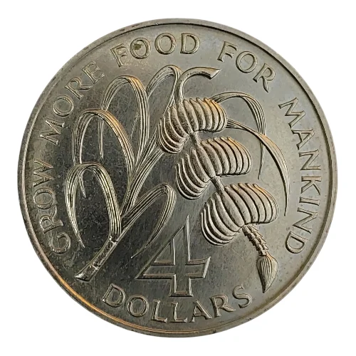 Barbados – 1970 4 Dollars – FAO Issue – Elizabeth II (KM#A49) - Image 2
