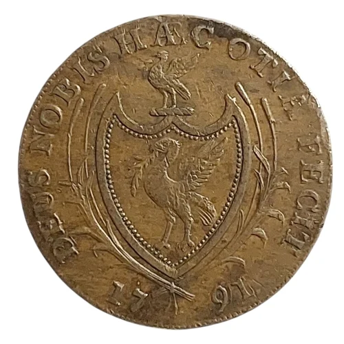 United Kingdom (Lancashire – Liverpool) – 1791 Halfpenny Token – Sailing Ship (DH#61-110) - Image 2