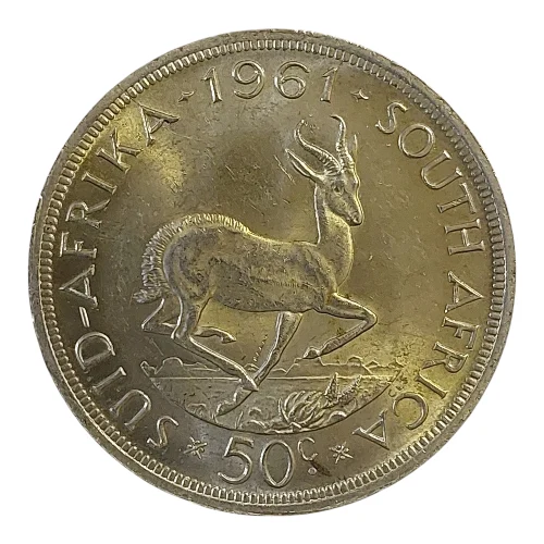 Republic of South Africa – 1961 50 Cents – First Decimal Issue (KM#62) - Image 2