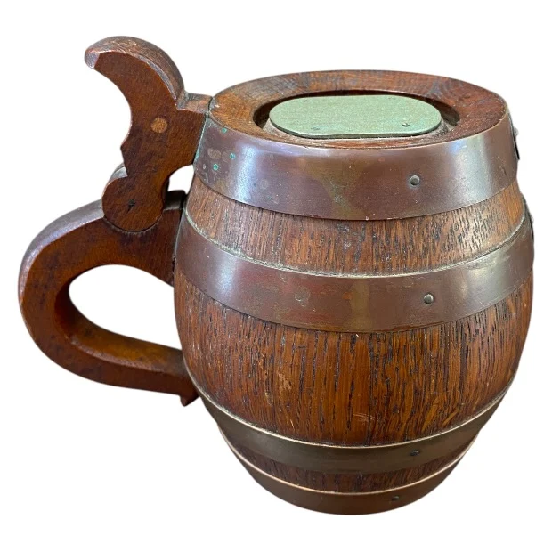 Vintage Wood Copper Banded Barrel Mug - Image 3