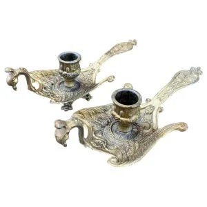 Vintage Brass Phoenix Candlestick Holders