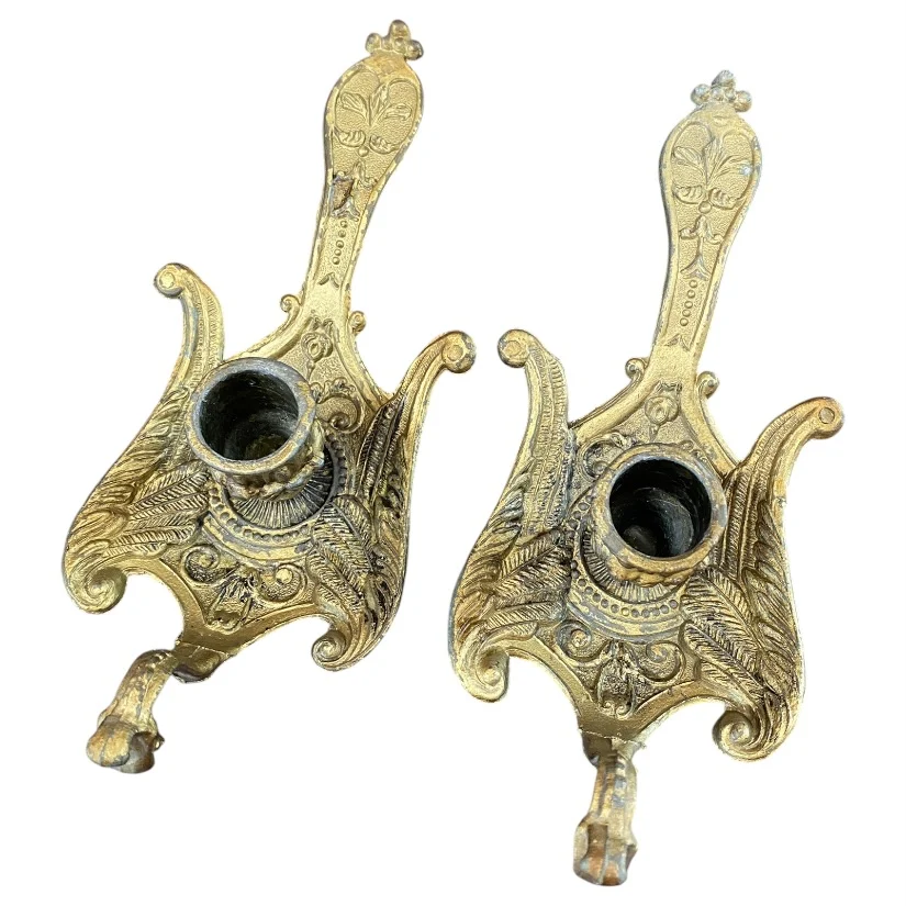 Vintage Brass Phoenix Candlestick Holders - Image 2