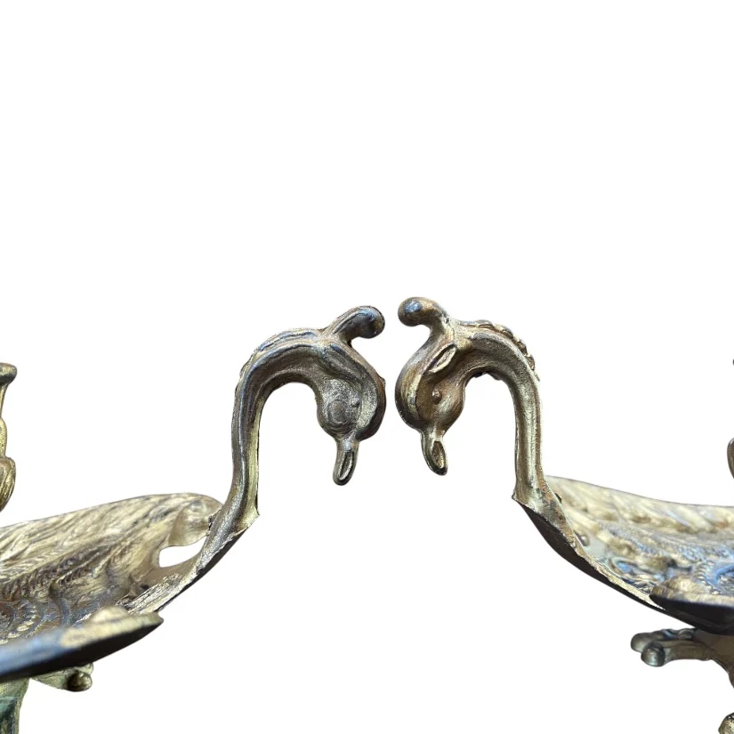 Vintage Brass Phoenix Candlestick Holders - Image 5