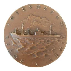 A vintage bronze Royal Interocean Lines medal