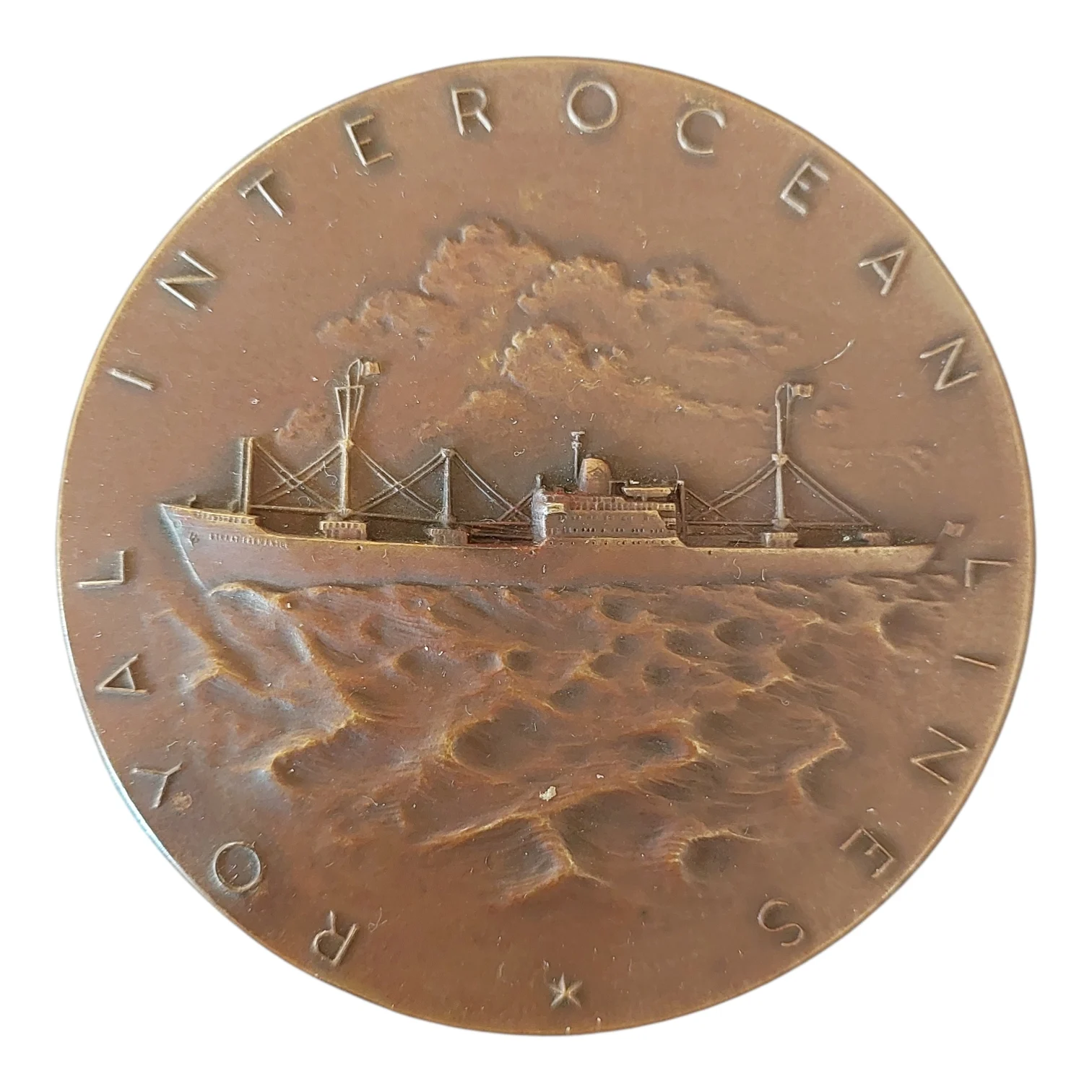 A vintage bronze Royal Interocean Lines medal