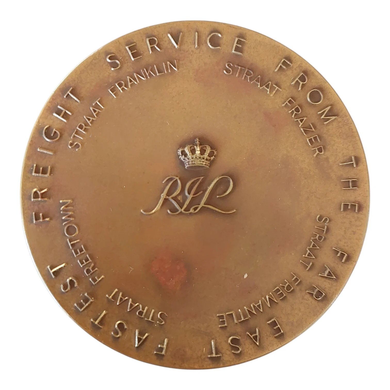 A vintage bronze Royal Interocean Lines medal