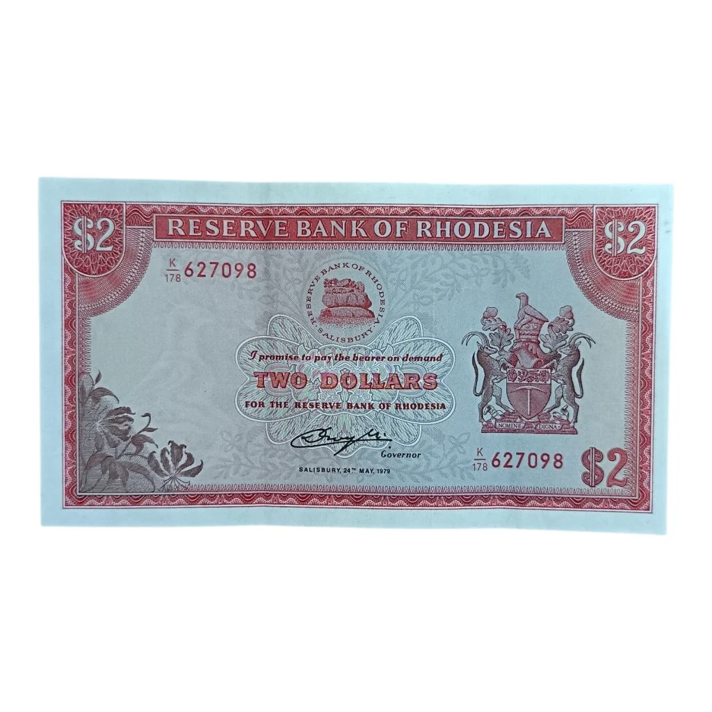 1979 Reserve Bank of Rhodesia Two Dollars Banknote - Obverse