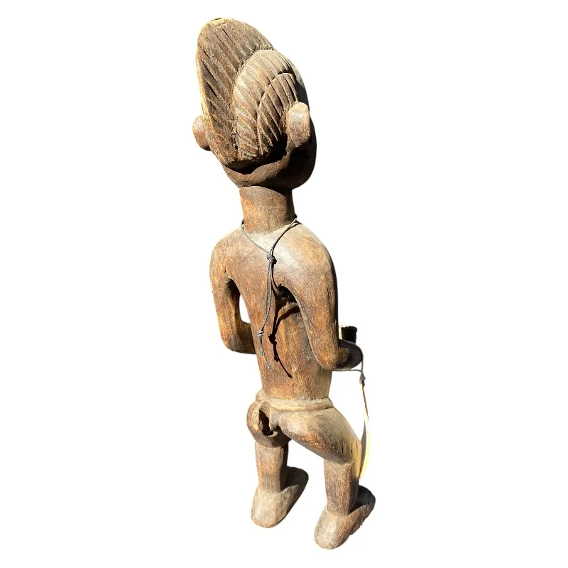 African Tribal Female Figure - Hand-Carved Wooden Sculpture with Scarification (46.5cm) - Image 3