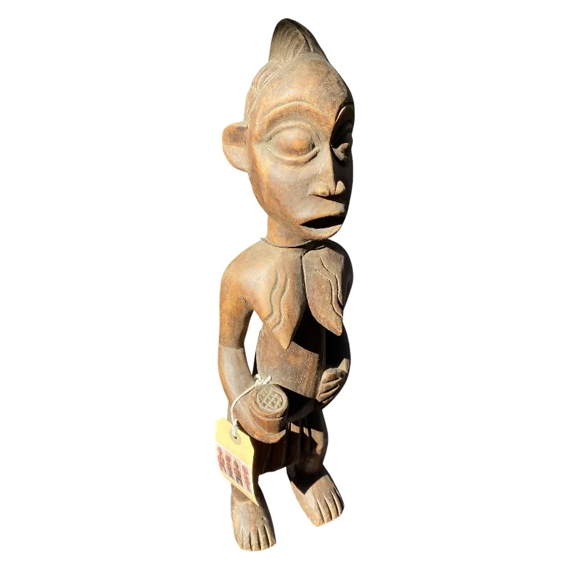 African Tribal Female Figure - Hand-Carved Wooden Sculpture with Scarification (46.5cm) - Image 4