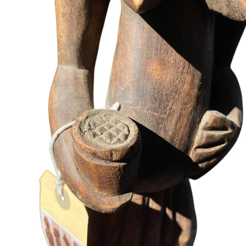 African Tribal Female Figure - Hand-Carved Wooden Sculpture with Scarification (46.5cm) - Image 5