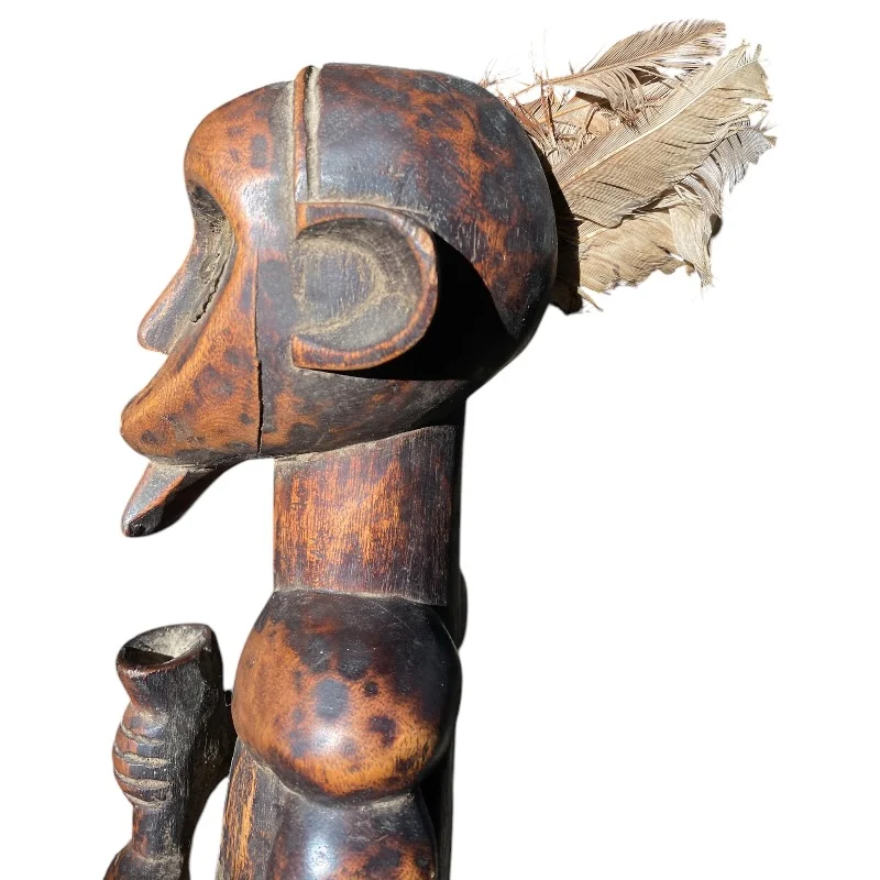 Pair of Fang-Style African Tribal Figures -  Hand-Carved Hardwood Male & Female Sculptures (36.5cm) - Image 2