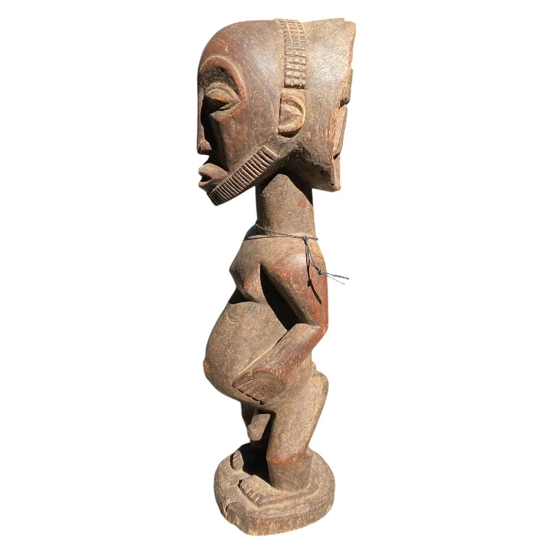 Large African Tribal Male Figure - Hand-Carved Hardwood Sculpture (54.5cm) Ethnographic Carving - Image 2