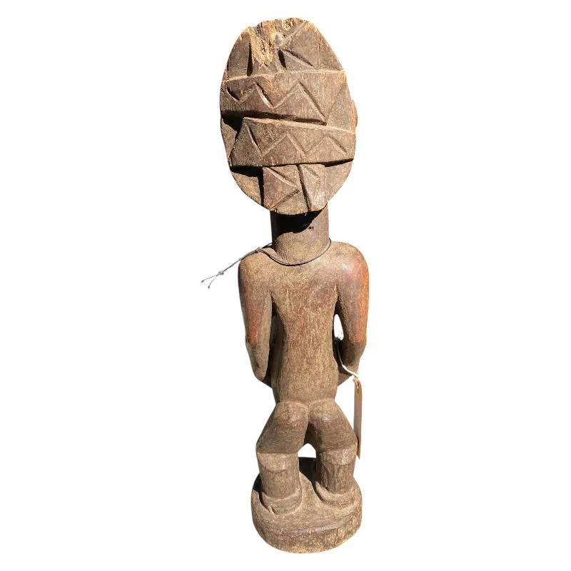 Large African Tribal Male Figure - Hand-Carved Hardwood Sculpture (54.5cm) Ethnographic Carving - Image 3