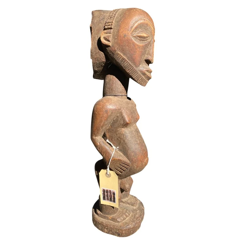 Large African Tribal Male Figure - Hand-Carved Hardwood Sculpture (54.5cm) Ethnographic Carving - Image 5