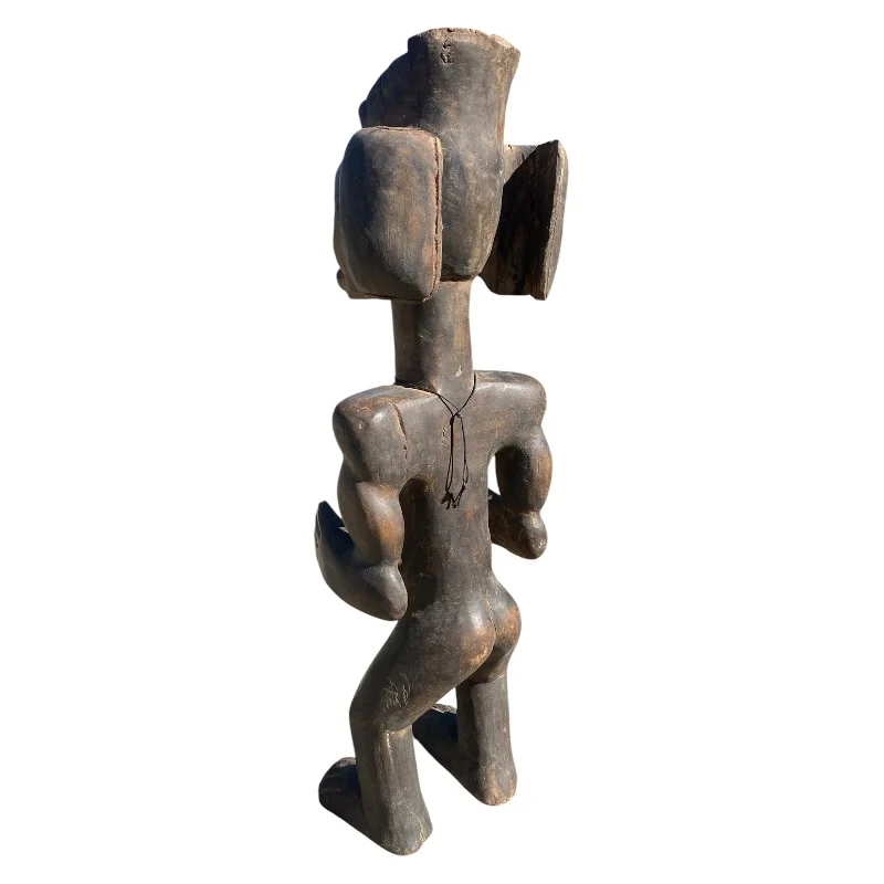Large Chokwe Style African Tribal Male Figure - Hand-Carved Hardwood Sculpture (68cm) Ethnographic Carving - Image 4