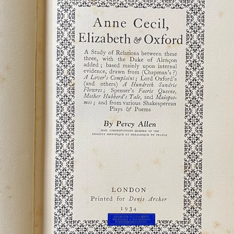 Anne Cecil, Elizabeth & Oxford