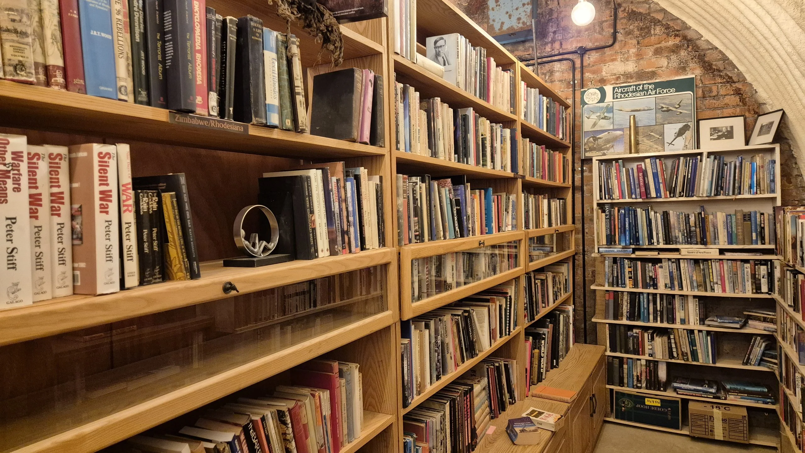 Books of Rhodesia reprint editions on the shelf at Midlands Books in Howick.